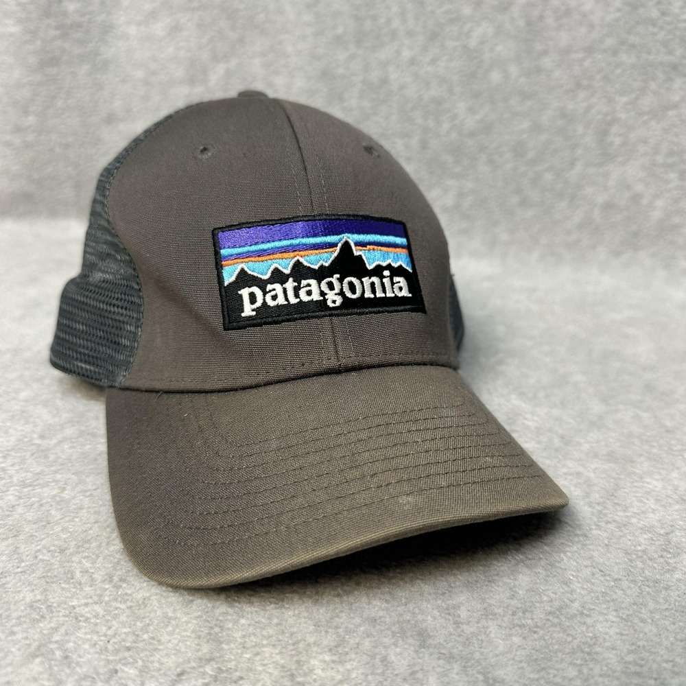 Patagonia Hat Cap Snap Back Gray Mesh Trucker Patch Embroidered Mens Outdoor